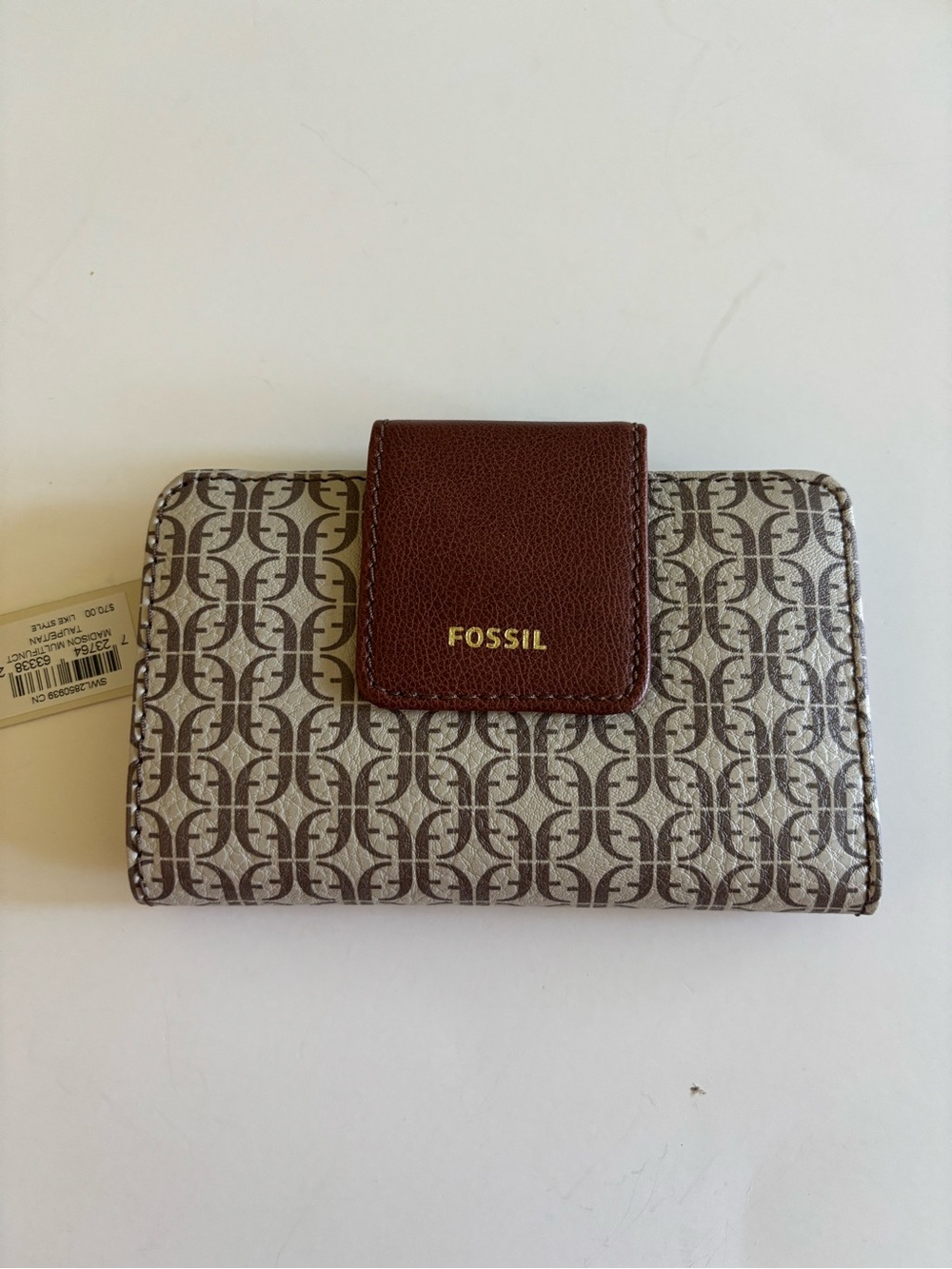 Fossil Wallet - Madison Multifunction Brown/Taupe LogoPrint Compact with Tab